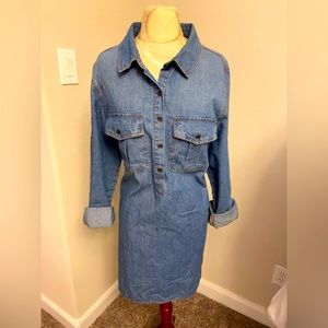 XL Behind The Seams Denim Button Dress Long Sleeves
